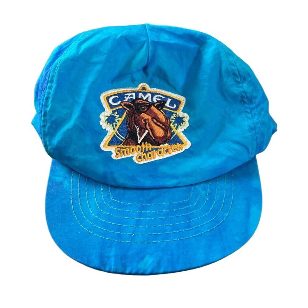 90s Vintage Joe Camel‎ Cigarettes Advertisement Snapback Hat Cap Blue Nylon